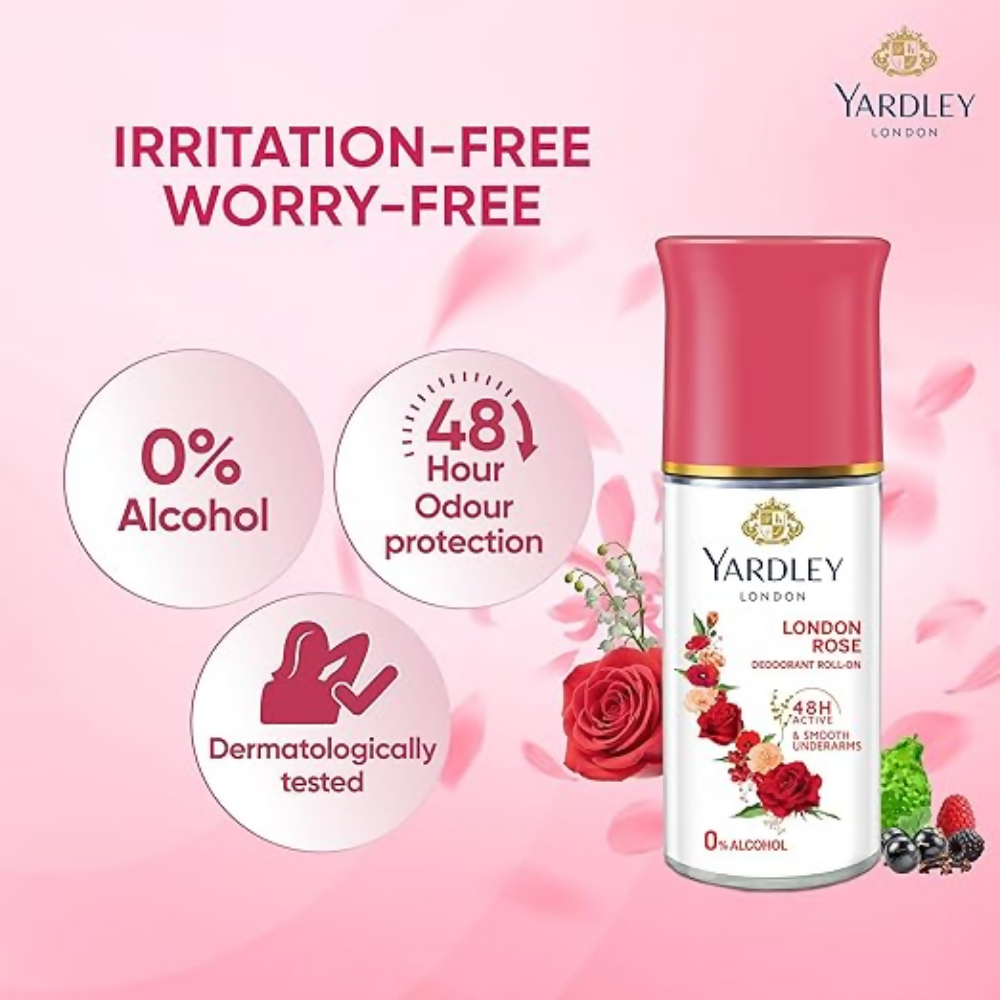 Yardley London Rose Underarm Deodorant Roll On | Grocsy