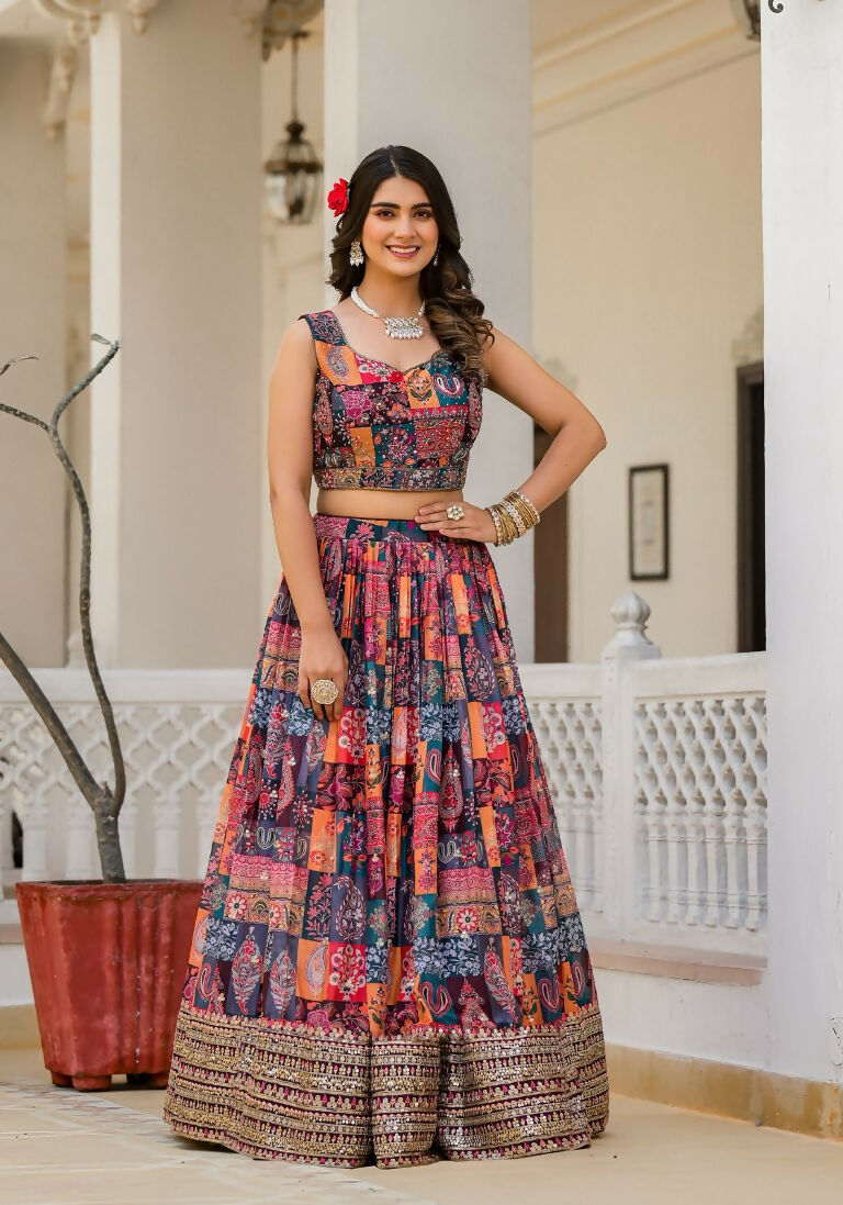 Wedding Partywear Colour Full Slim Georgette Lehengha Choli With Dupata - Agnidhara | Grocsy