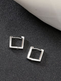 NVR Men's Silver-Plated Geometric Shape Stainless Steel Hoop Earrings