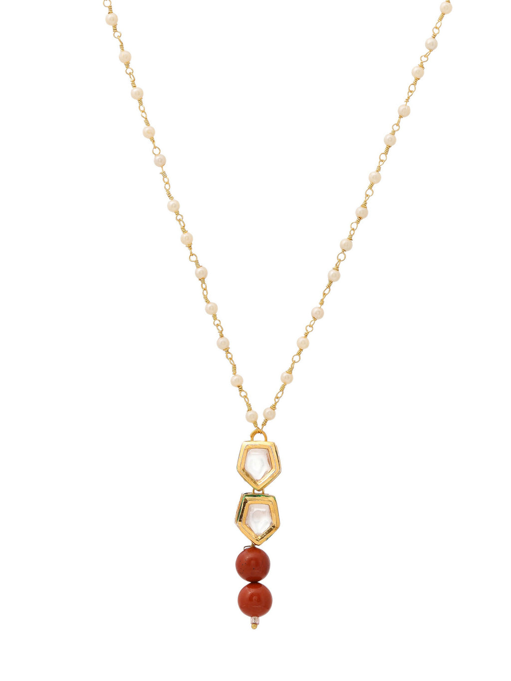 Ruby Raang Red Jasper Kundan Necklace | Grocsy