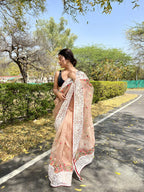 Vamsee Riddhi-Siddhi -1 Brown Organza Saree | Grocsy