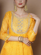 Myshka Women's Yellow Anarkali Kurta & With Dupatta | Grocsy