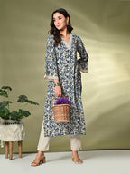Sangria Printed A-Line Kurta | Grocsy