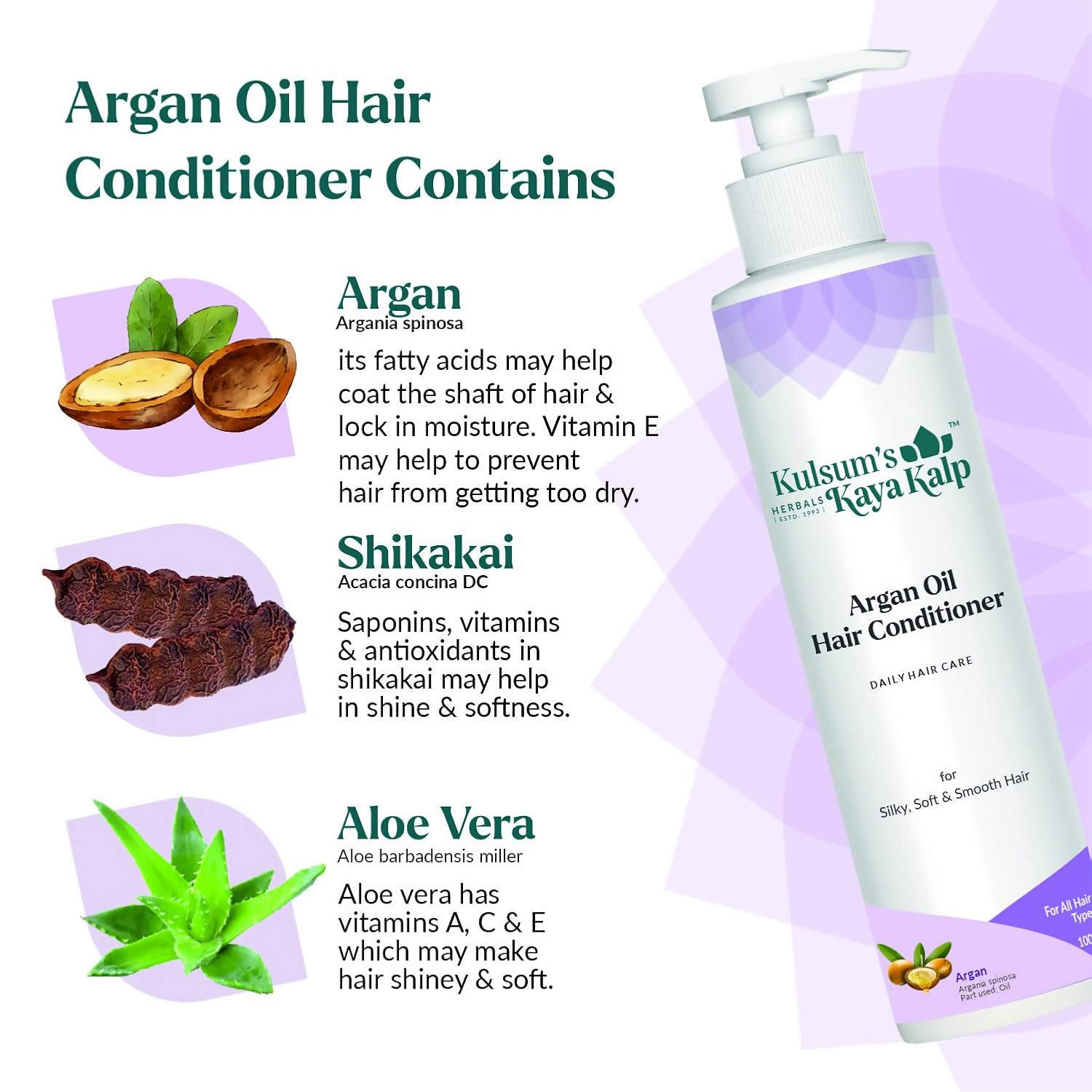 Kulsum's Kaya Kalp Argan Oil Hair Conditioner For Silky, Soft & Smooth Hair | Grocsy