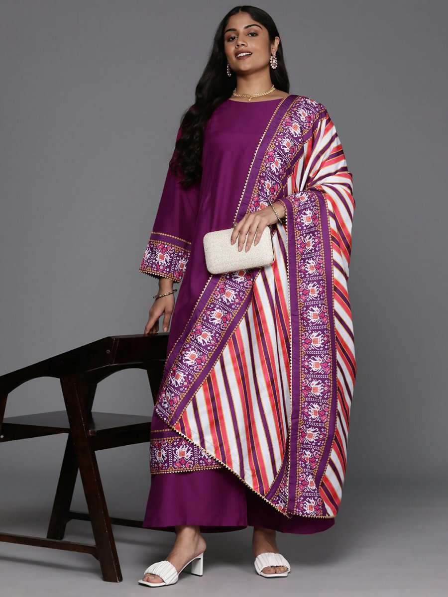 Ahalyaa Women's Traditional wear Kurta Set - Purple | Grocsy