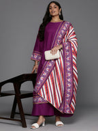 Ahalyaa Women's Traditional wear Kurta Set - Purple | Grocsy