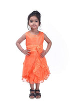 Asmaani Baby Girl's Orange Satin Knee Length Frock (AS-DRESS_22144) | Grocsy