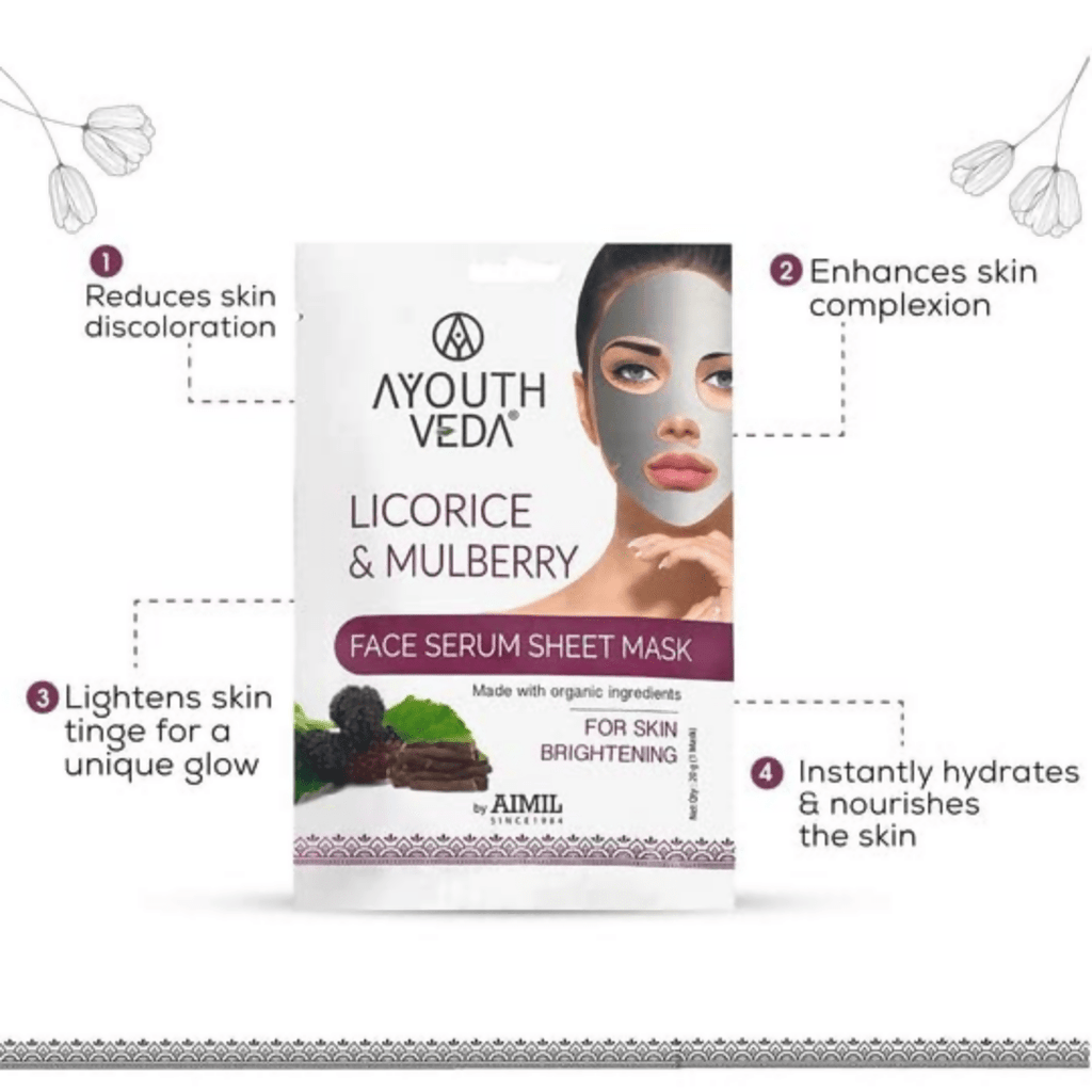 Ayouthveda Licorice & Mulberry Face Serum Sheet Mask | Grocsy