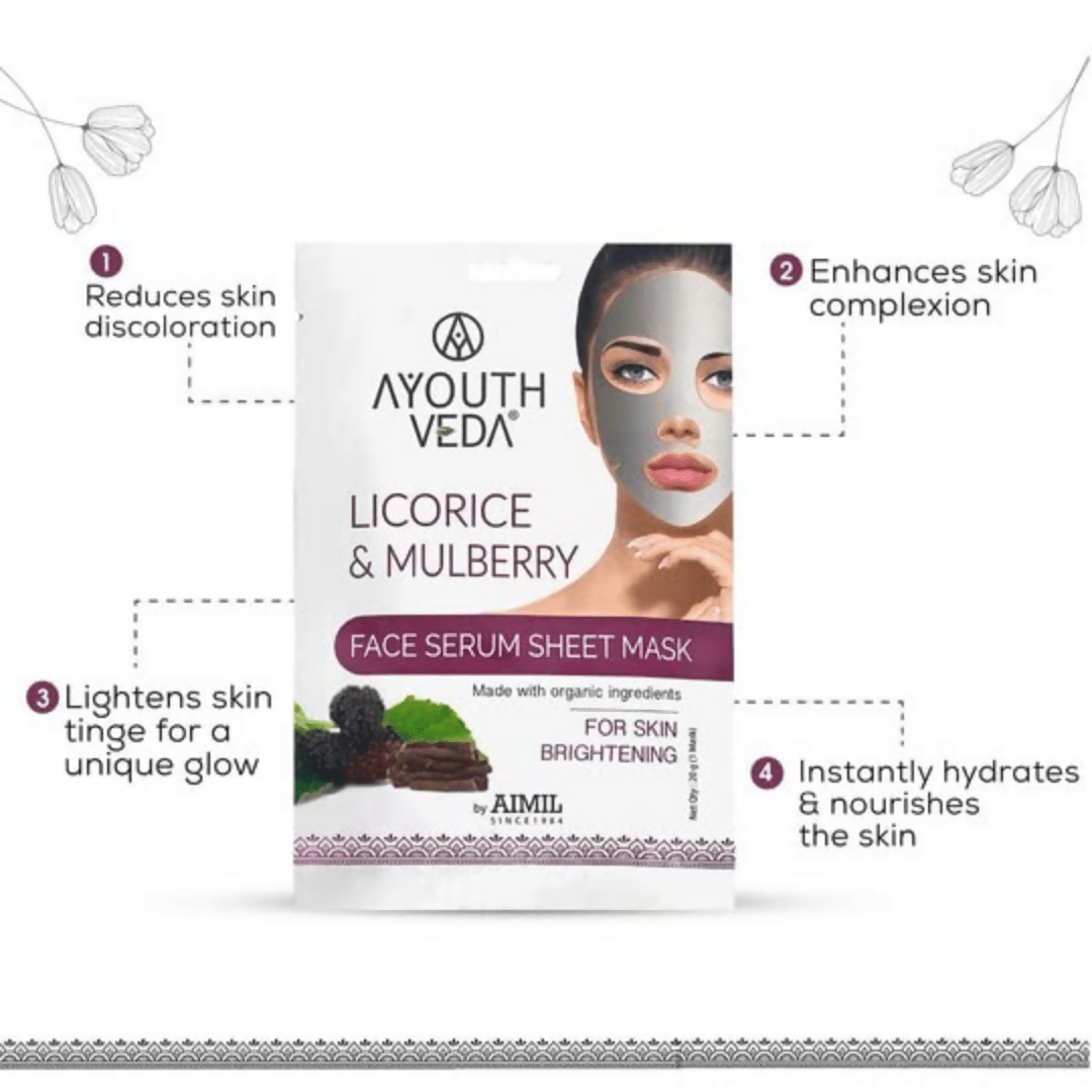 Ayouthveda Licorice & Mulberry Face Serum Sheet Mask | Grocsy