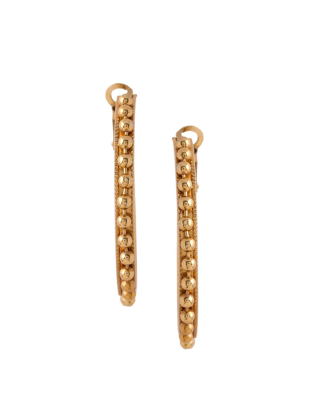 NVR Women Gold Toned Beaded Circular Earrings | Grocsy