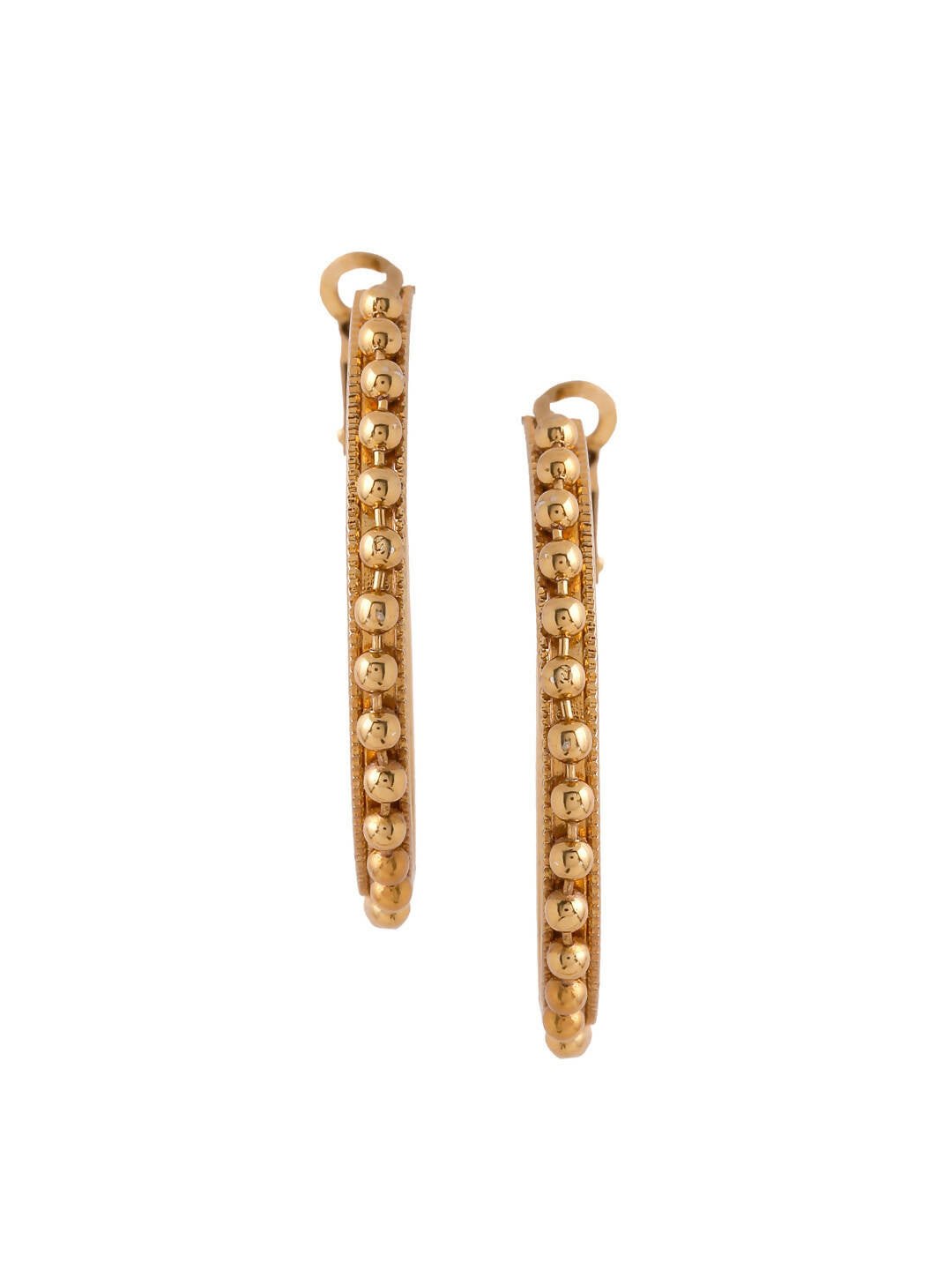 NVR Women Gold Toned Beaded Circular Earrings | Grocsy
