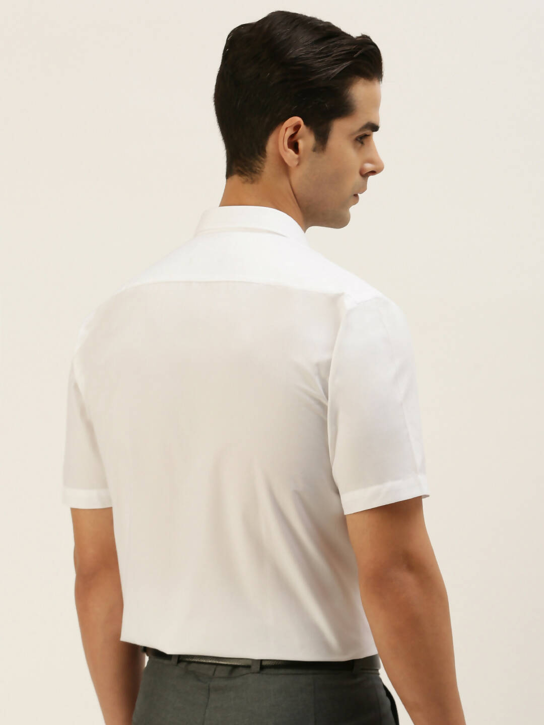Ramraj Cotton Mens Half Sleeve Formal Poly Cotton White Shirt | Grocsy