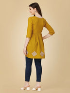 Jyoti Fashion Women's Mustard Viscose Rayon Embroidered Casual Top | Grocsy