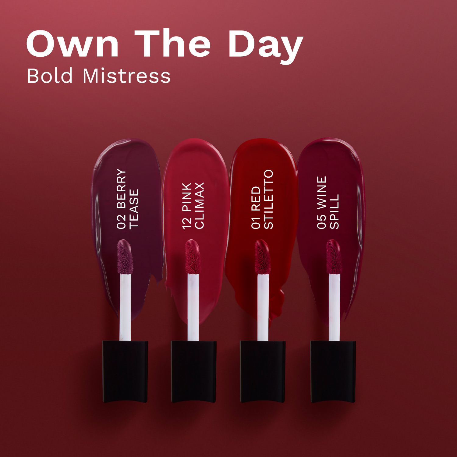 Pilgrim Matte Mini Liquid Lipstick 4 In 1 Pack Smudgeproof, Hydrating & Lightweight - Bold Mistress | Grocsy
