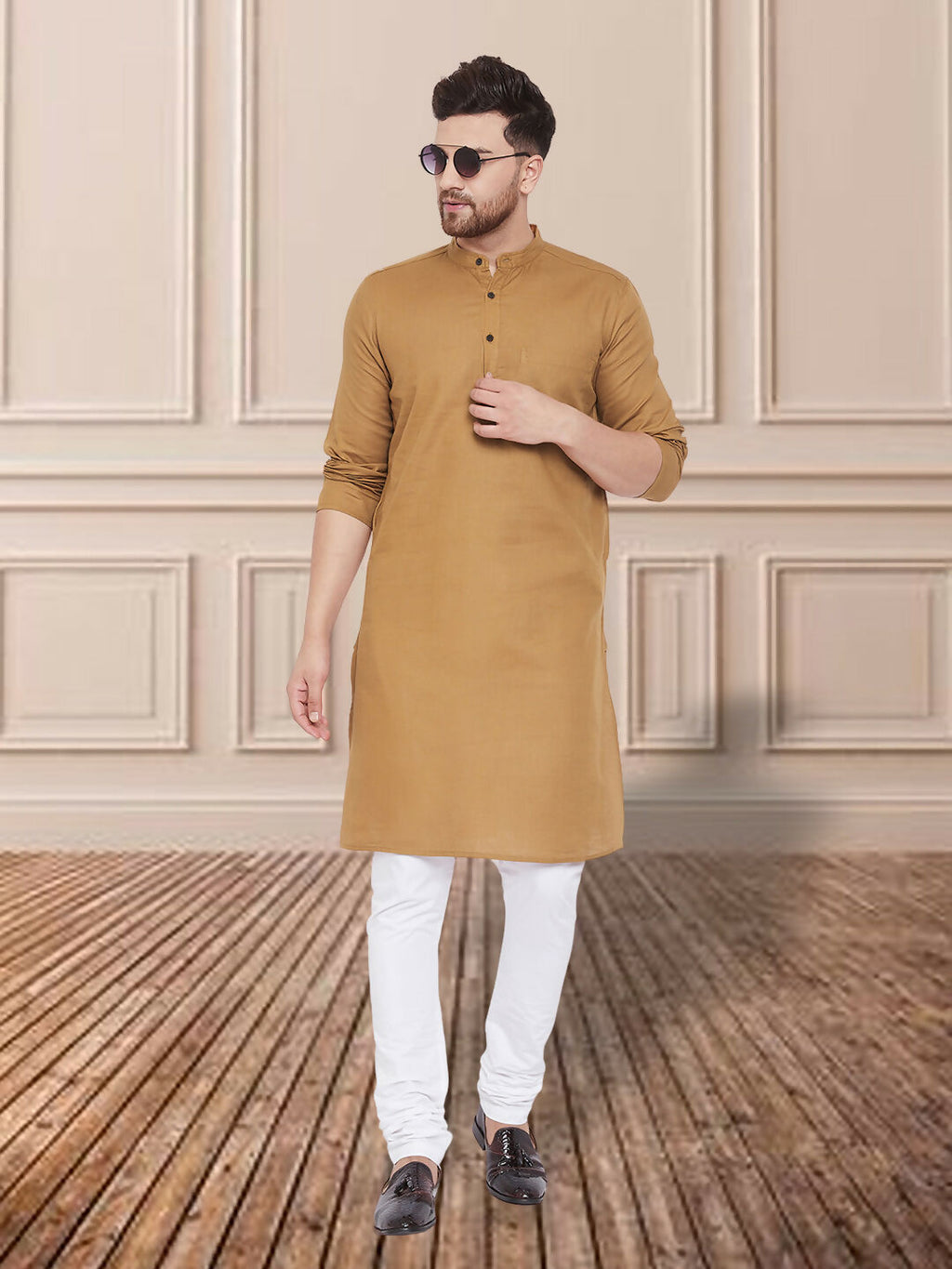 Even Apparels Men's Pure Cotton Beige Kurta | Grocsy