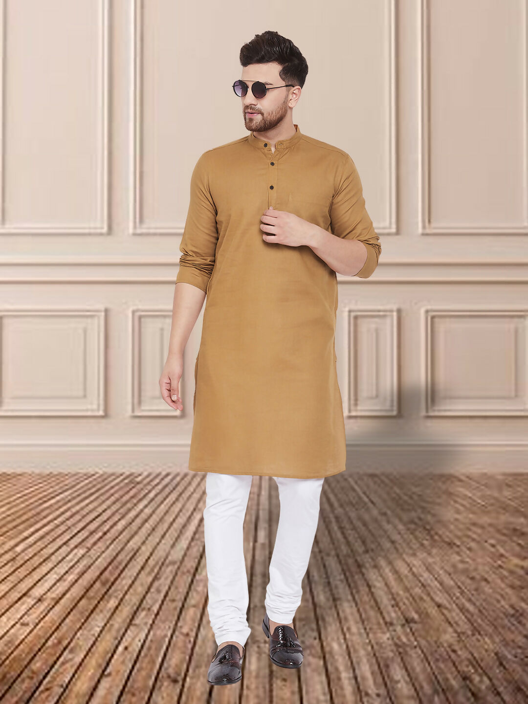Even Apparels Men's Pure Cotton Beige Kurta | Grocsy