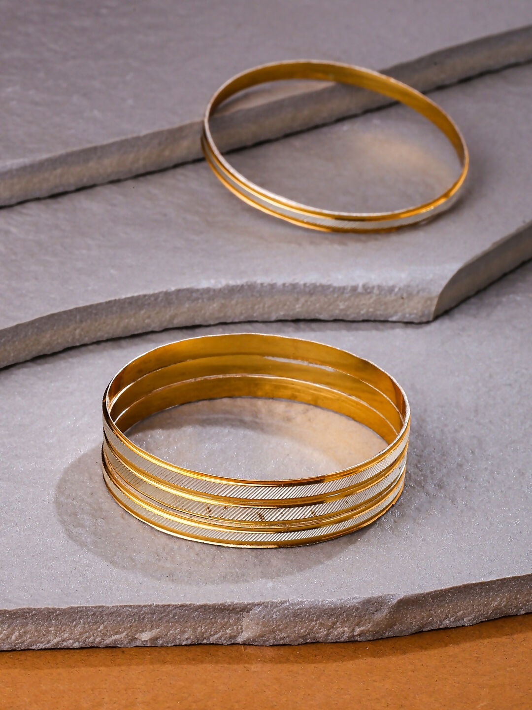NVR Women's Set of 4 Gold-Polished Traditional Bangles | Grocsy