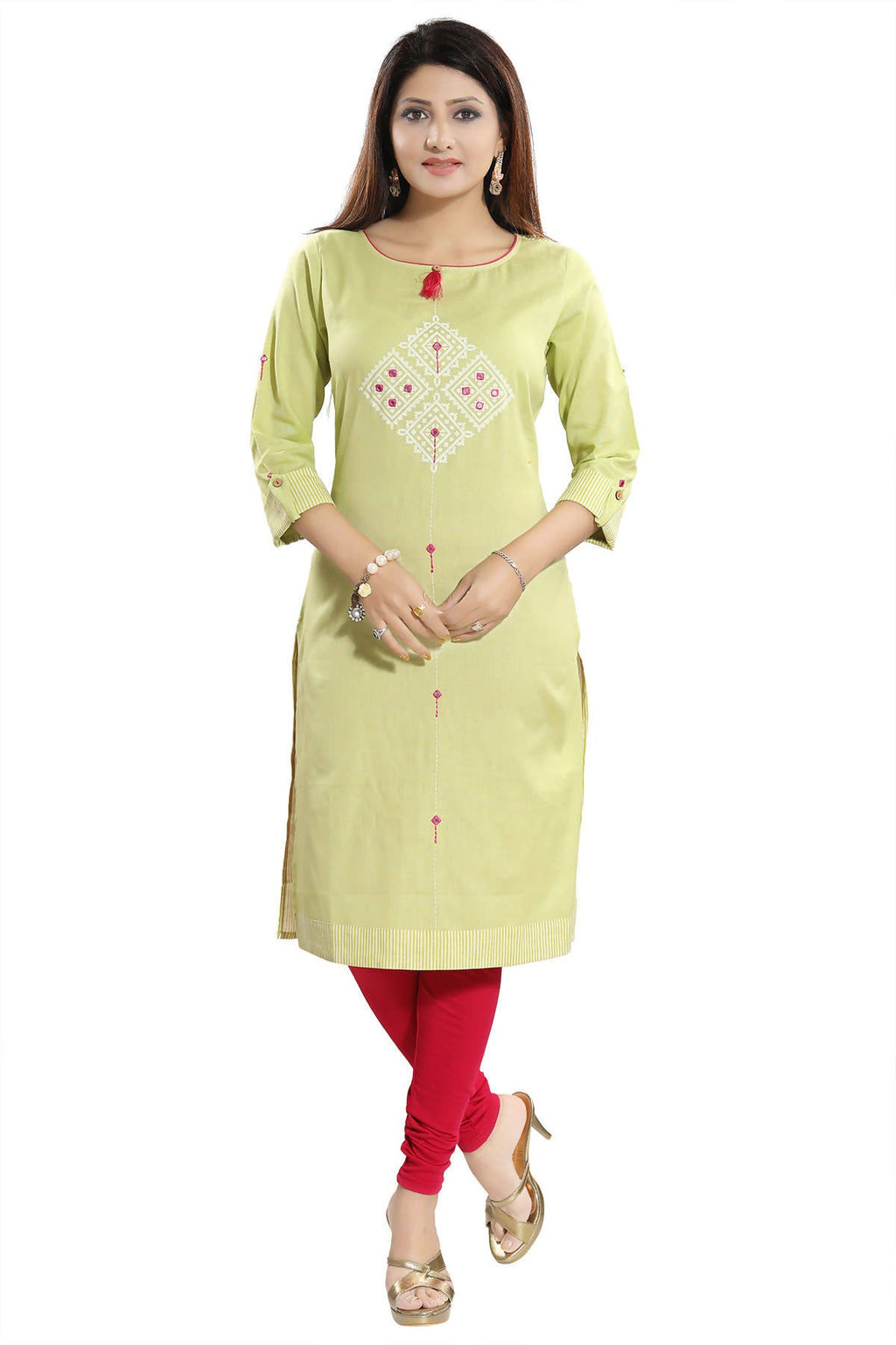 Snehal Creations Easy Breezy Liril Green Cotton Printed Tunic | Grocsy