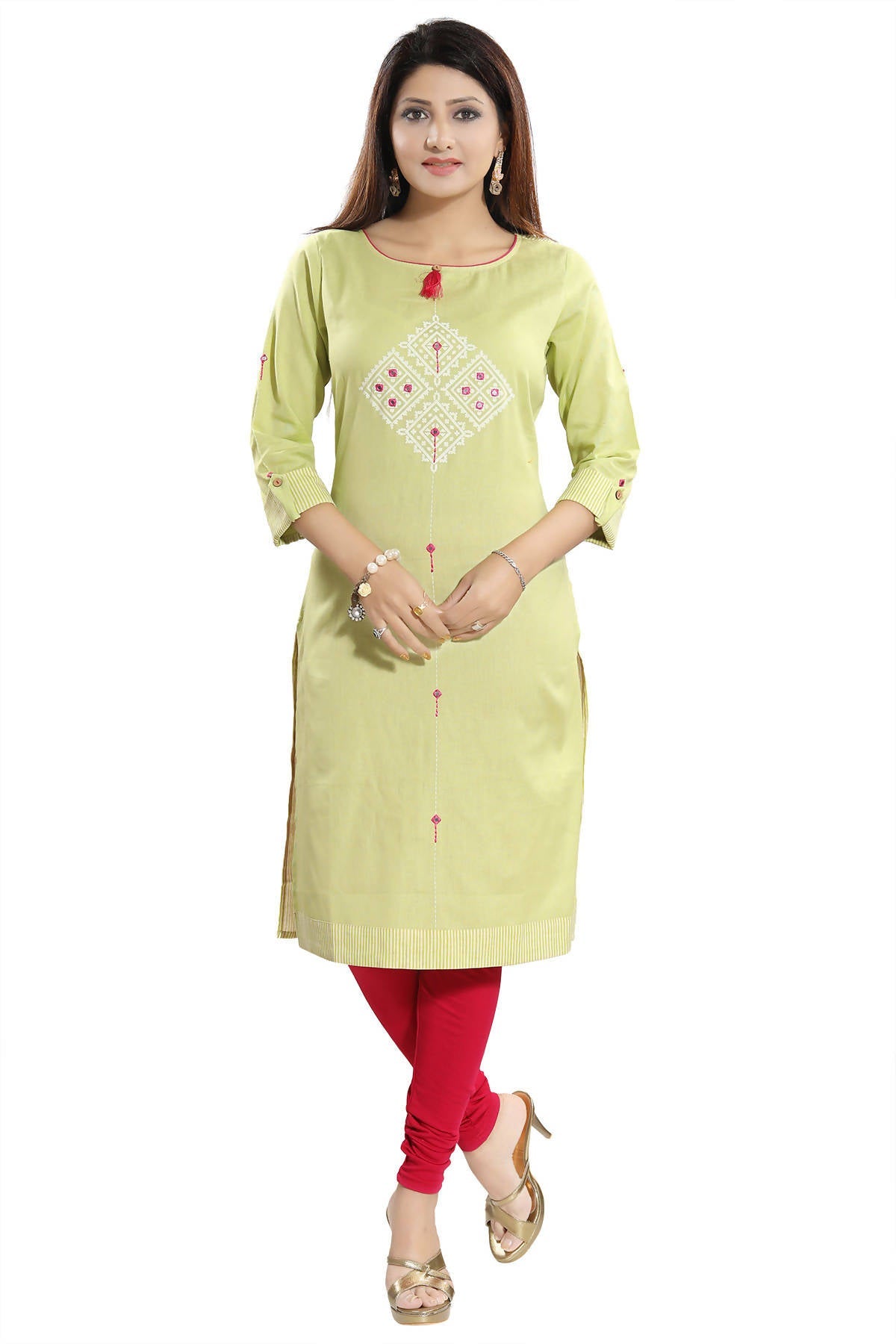Snehal Creations Easy Breezy Liril Green Cotton Printed Tunic | Grocsy