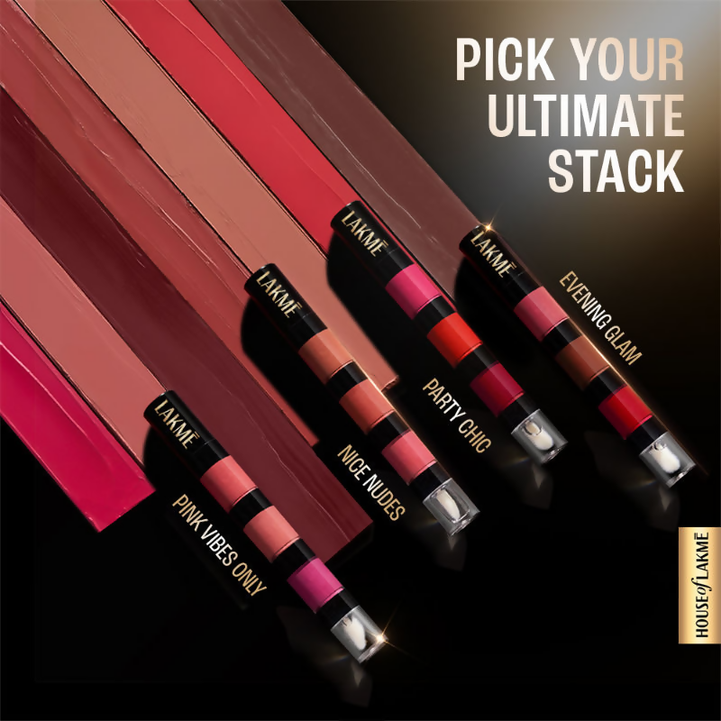 Lakme Ultimate Glam 4 In 1 Lip Stack - Evening Glam | Grocsy
