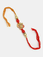 NVR Men Set of 4 Multicolor Stone-Studded Ganesh Rakhi With Roli Chawal & Chocolate | Grocsy