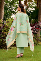 The52 Women's Beautiful Embroidery Work Roman Fabric Straight Kurta Pant and Dupatta Set | Grocsy