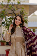 Teeya Creation Multi Color Pure Banarasi Viscose Wedding Wear Long Gown | Grocsy