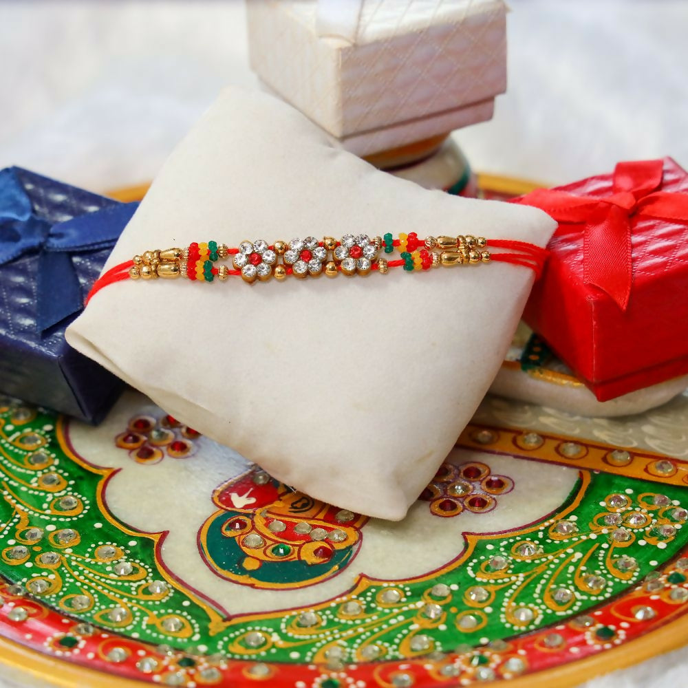 Indianvibez Colourful Beads With Stone Fancy Rakhi | Grocsy