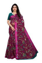 Vamika Purple Linen Satin Patta Saree (MANSI PURPLE) | Grocsy