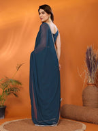 Designer Partywear Rama Georgette Fancy Saree - Durga | Grocsy