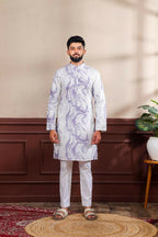 Purple Art Silk Digital Printed, Embroidery Work Kurta Set - Mahotsav | Grocsy