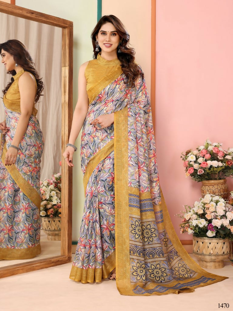 Partywear Designer Mustard Kota Doriya Fancy Saree - Dyuti | Grocsy