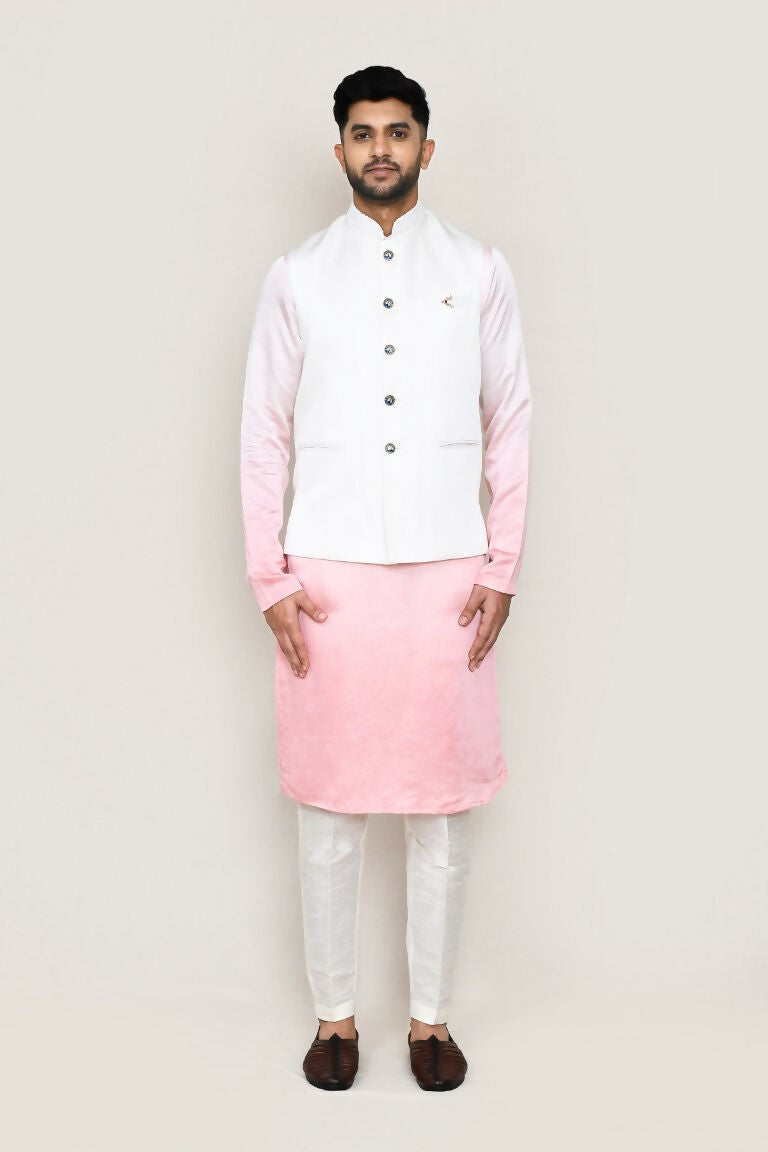 Joban Fashion White Colored Art Silk Fabric Kurta, Jacket With Straight Fit Pant | Grocsy