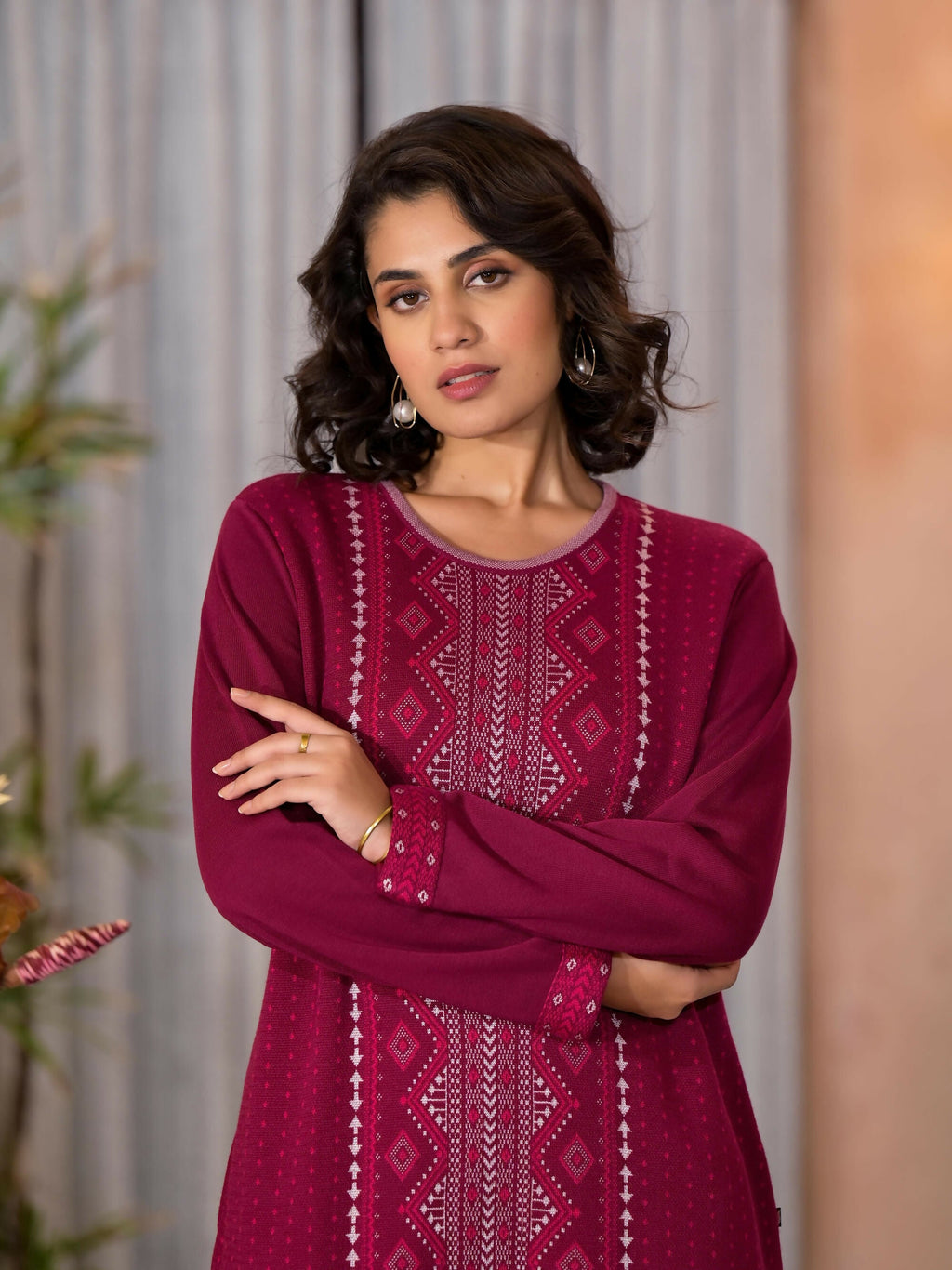 Juniper Women's Purple Ethnic Motif Printed Polycotton Kurta | Grocsy