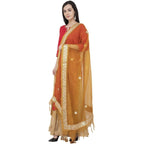 A R Silk Orgenza Gota Patti Fancy Dupatta Color Musturd Dupatta or Chunni | Grocsy