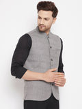 Even Apparels Grey Wool Men Woven Nehru Jacket WL730 | Grocsy