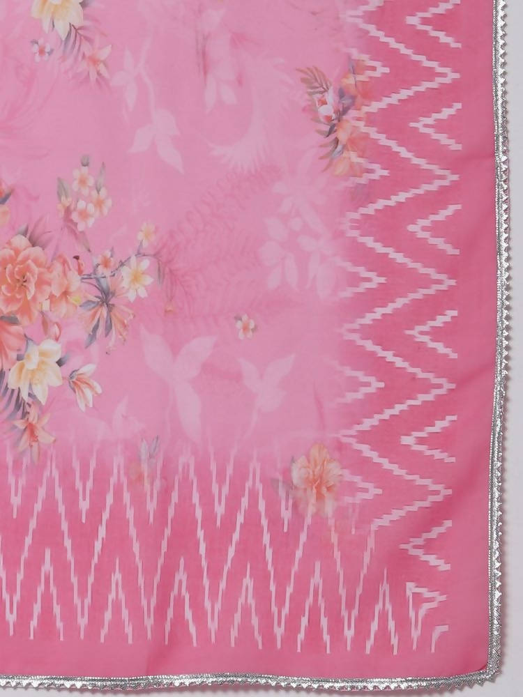 Myshka Pink Color Cotton Blend Printed Anarkali Kurta With Dupatta | Grocsy