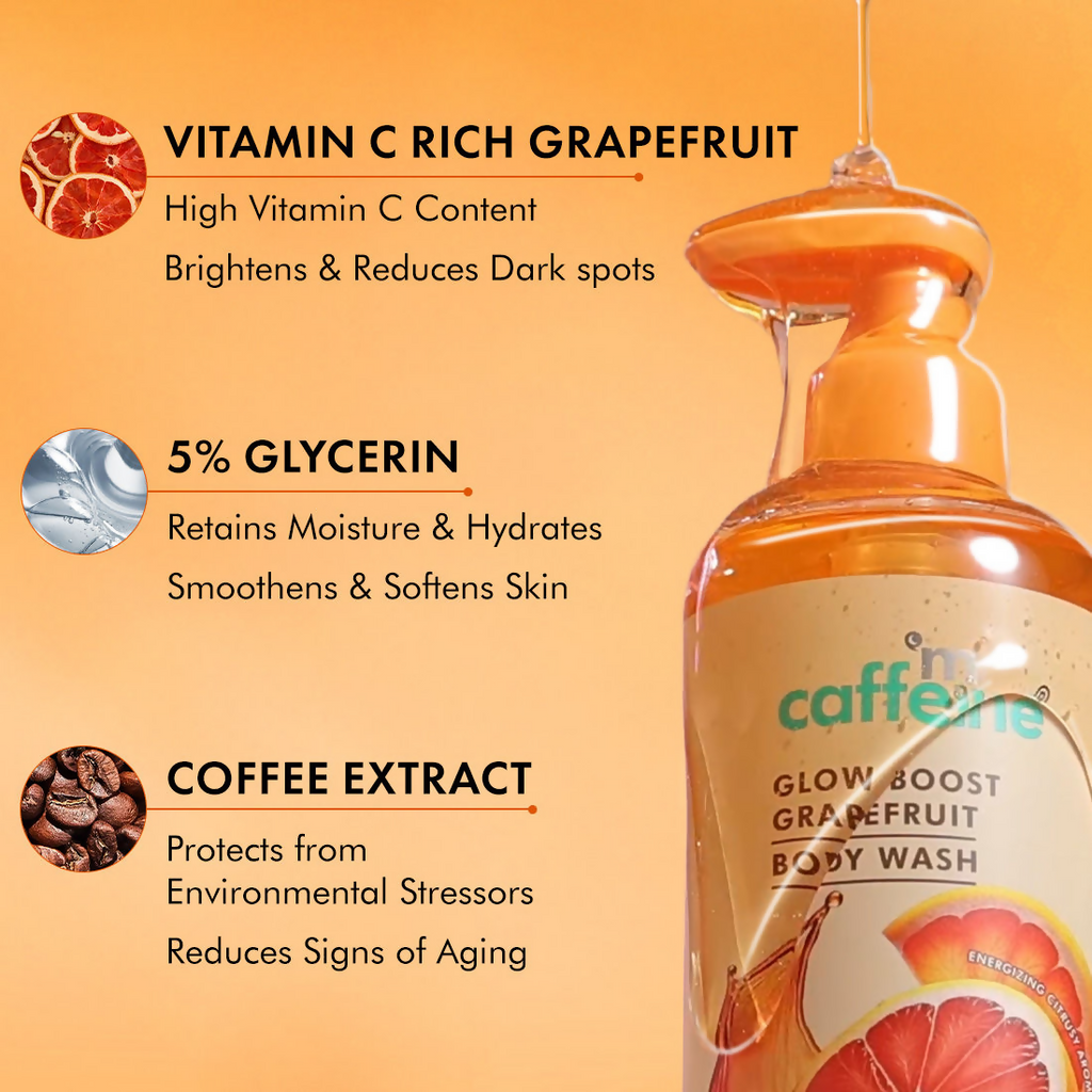 mCaffeine Glow Boost Grapefruit Body Wash | Grocsy