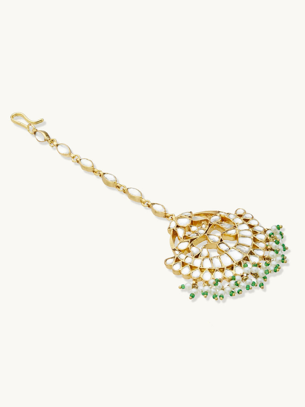 Nuyug 22K Gold-Plated Crystal & Pearl Studded Matha Patti | Grocsy