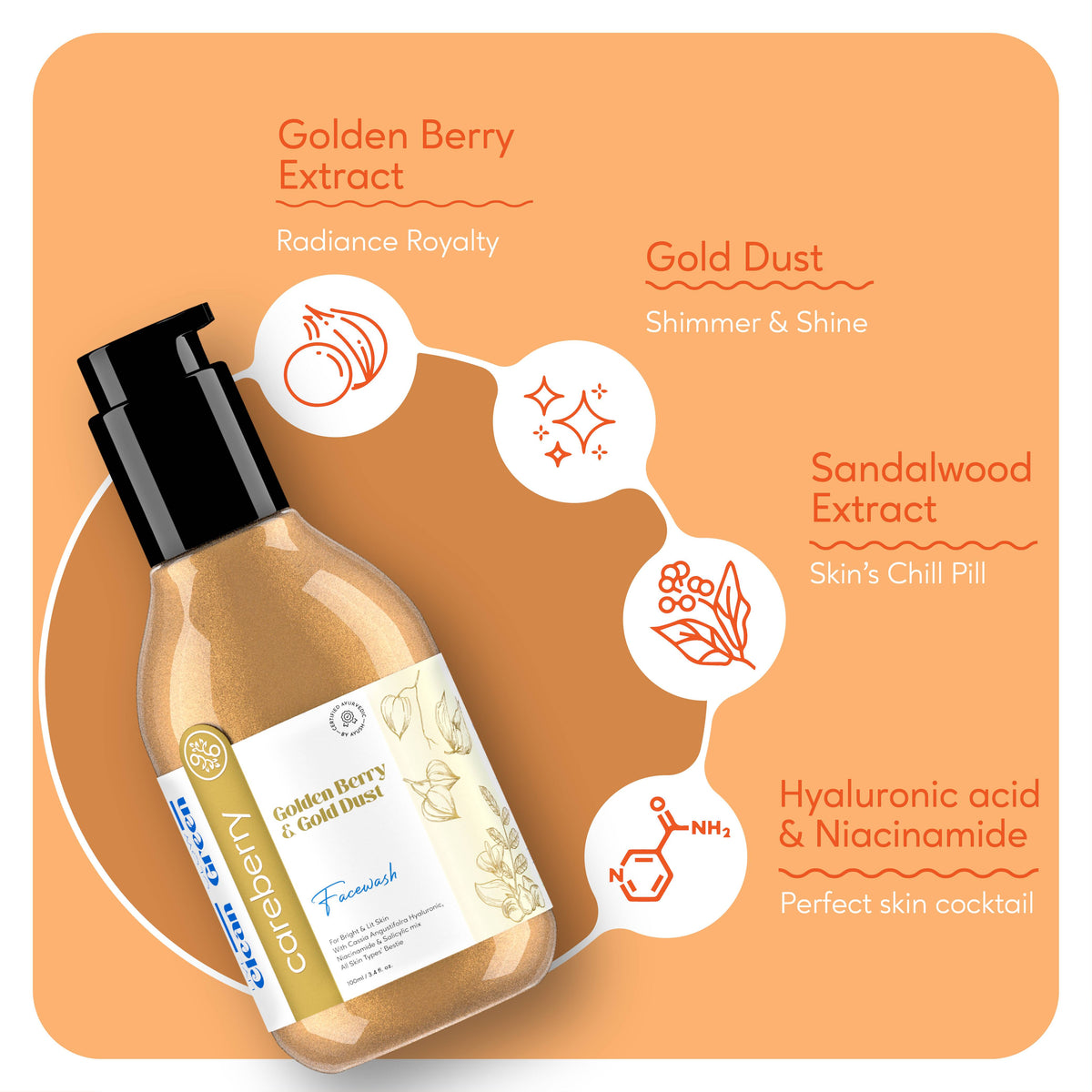Careberry Golden Berry & Gold Dust Face Wash | Grocsy