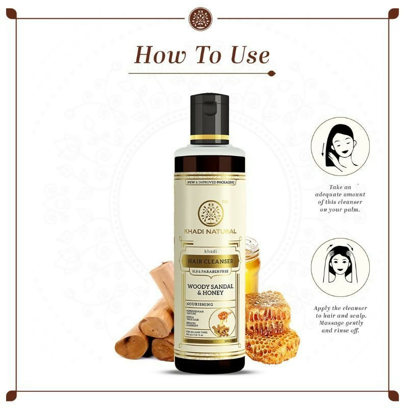 Khadi Natural Woody Sandal & Honey Hair Cleanser | Grocsy