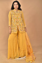 Morchari Women And Hand Embroidery Palazzo Set-Yellow | Grocsy