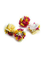 Yellow Pink Beaded Flower Jewellery Set - Ruby Raang | Grocsy