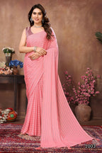 Aafreen Partywear Designer Peach Rangoli Silk Fancy Saree | Grocsy