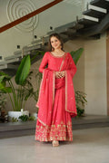 Vastranavya Gajri Chinnon with Embroidery Zari Sequins Work Gown | Grocsy