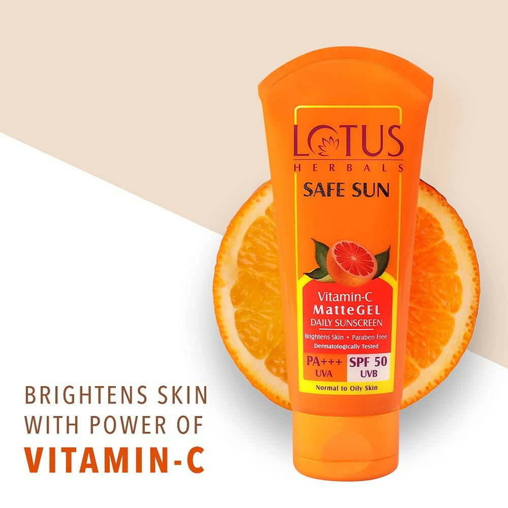 Lotus Herbals Safe Sun Vitamin C Matte Gel Daily Sunscreen SPF 50 PA+++ | Grocsy
