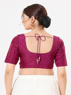 Joban Fashion 2T South-Pink Taffeta Silk Elbow Sleeveless Front Open Blouse | Grocsy