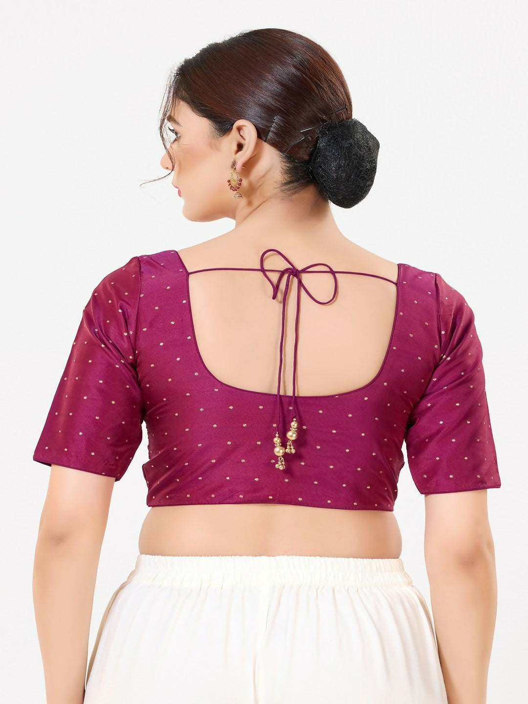 Joban Fashion 2T South-Pink Taffeta Silk Elbow Sleeveless Front Open Blouse | Grocsy