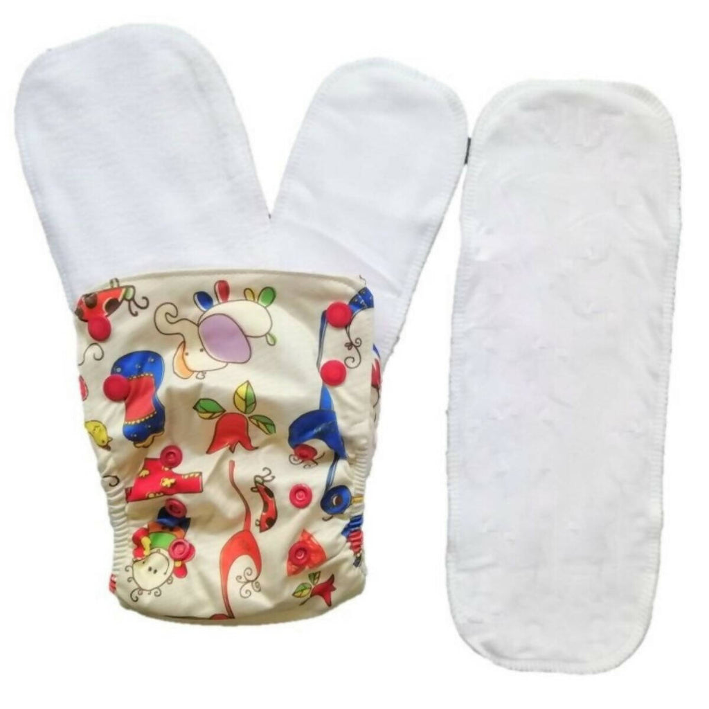 Kindermum Nano Pro Aio Cloth Diaper (With 2 Organic Inserts And Power Booster)-Baby Doodle For Kids | Grocsy