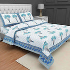 Jaipuri Hand Block Printed Traditional 144TC Cotton Double/Queen Bedsheet with 2 Pillow Covers | Grocsy